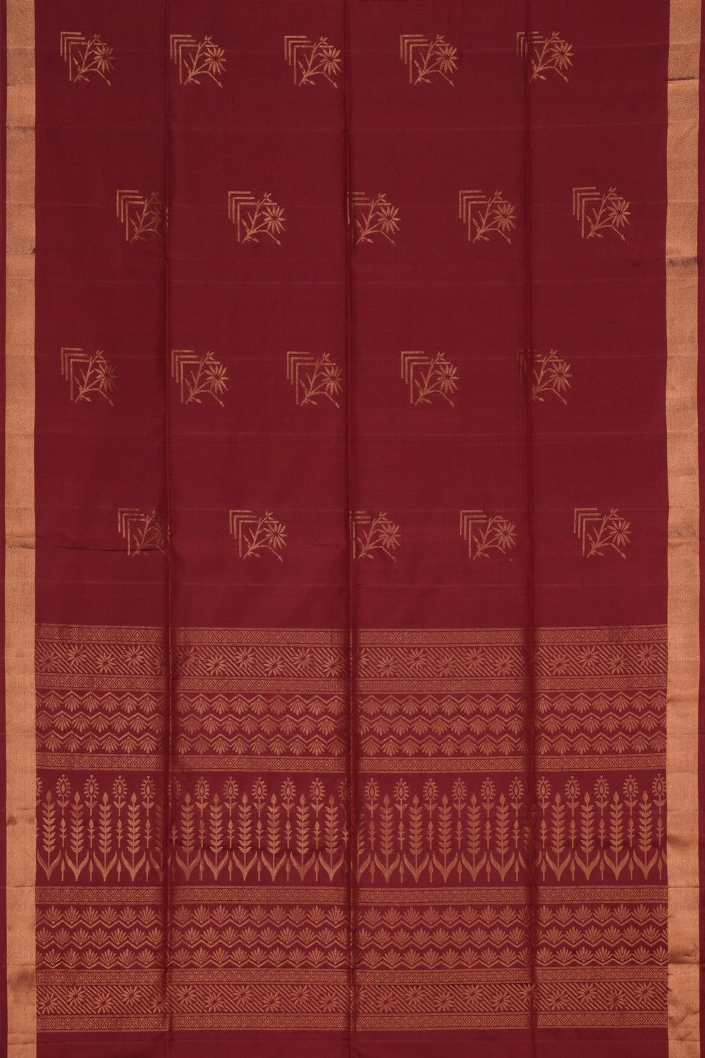 Image of Dark Red Silk Saree
